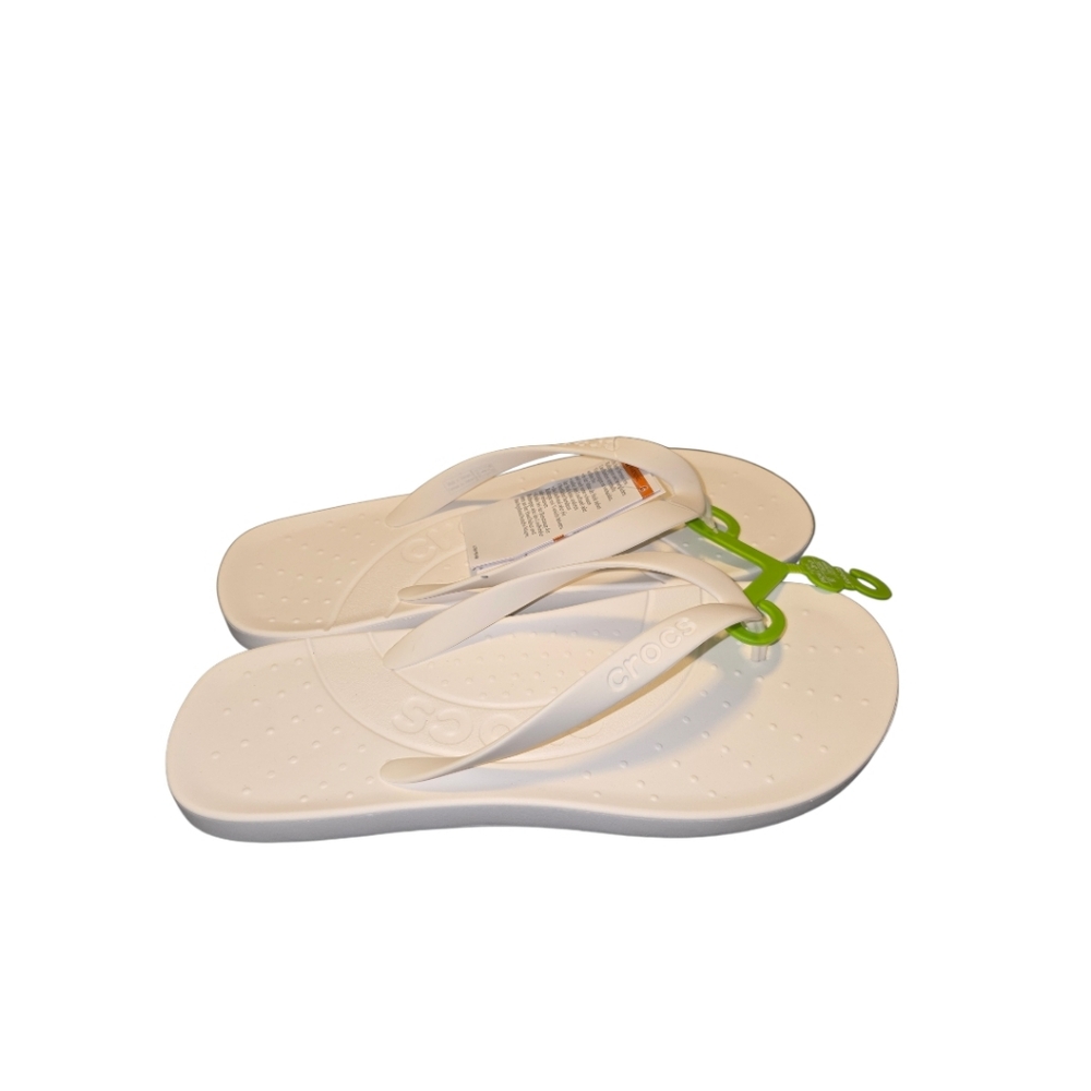 NWT Crocs Flip Flops M8 W10 White - Picture 2 of 5